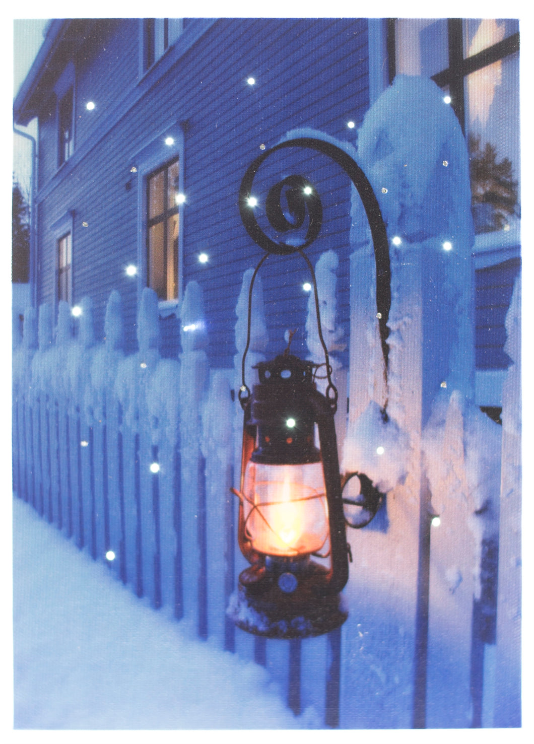 Blue Mountain Shoppes, Lighted Tabletop Canvas w/Timer - Lantern Outside House