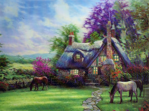 Blue Mountain Shoppes, 3D Picture - Cottage with Horses