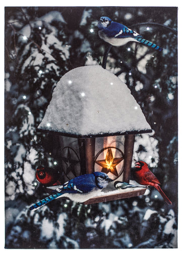 Blue Mountain Shoppes, Lighted Tabletop Canvas w/Timer - Cardinal & Blue Jay