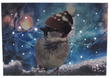 Blue Mountain Shoppes, Lighted Tabletop Canvas w/Timer - Bird w/ Winter Hat