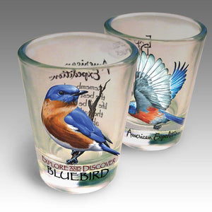 Blue Mountain Shoppes, American Expedition Shot Glasses - Set of 2 - Bluebirds