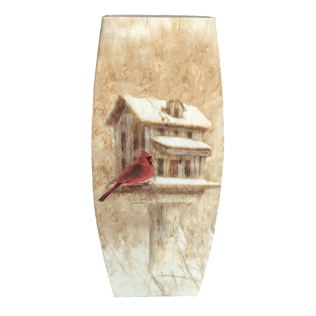 Blue Mountain Shoppes, Winter Cardinals Birdhouse Lighted Glass 12