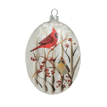 Blue Mountain Shoppes, Birch & Cardinal Glass Oval Ornament by Stony Creek
